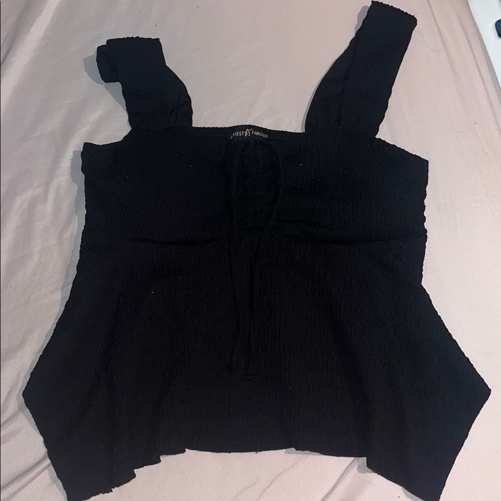 Almost Famous Black Textured Camisole